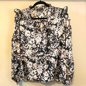 Express Metallic Floral Ruffle Top